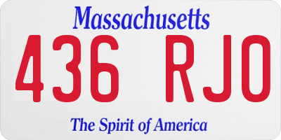 MA license plate 436RJ0