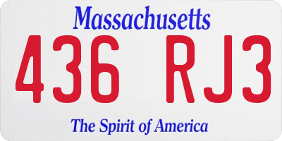 MA license plate 436RJ3