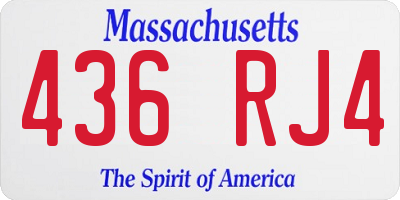 MA license plate 436RJ4