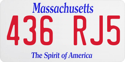 MA license plate 436RJ5