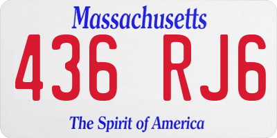 MA license plate 436RJ6