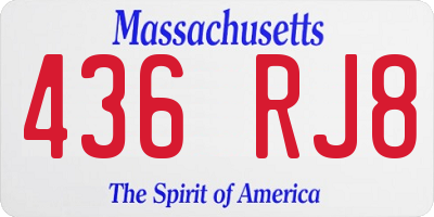 MA license plate 436RJ8