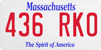 MA license plate 436RK0
