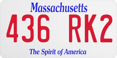 MA license plate 436RK2