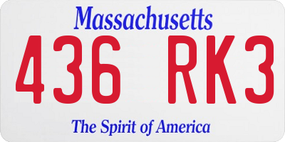 MA license plate 436RK3