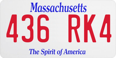 MA license plate 436RK4