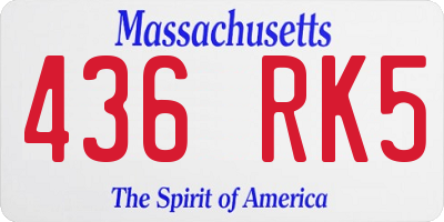 MA license plate 436RK5