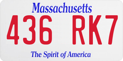 MA license plate 436RK7