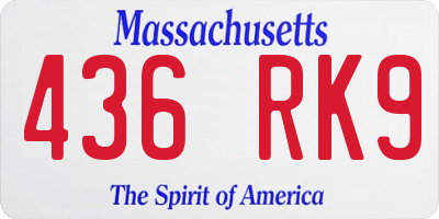 MA license plate 436RK9