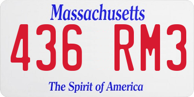 MA license plate 436RM3