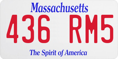 MA license plate 436RM5