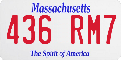 MA license plate 436RM7