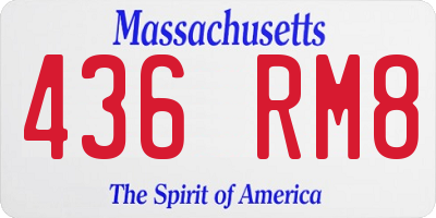 MA license plate 436RM8