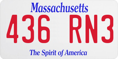 MA license plate 436RN3