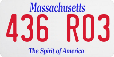 MA license plate 436RO3