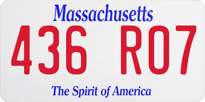 MA license plate 436RO7