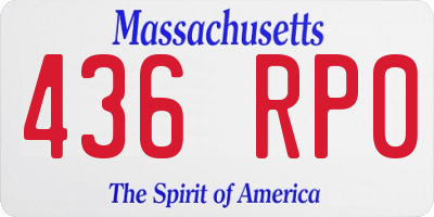 MA license plate 436RP0