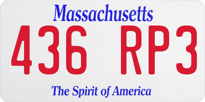 MA license plate 436RP3
