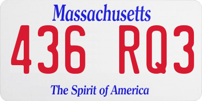 MA license plate 436RQ3