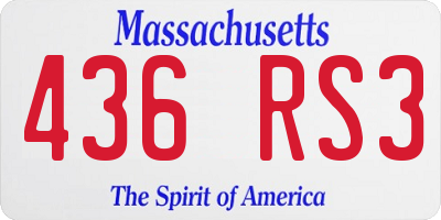 MA license plate 436RS3