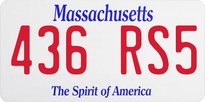 MA license plate 436RS5