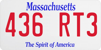 MA license plate 436RT3