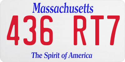 MA license plate 436RT7