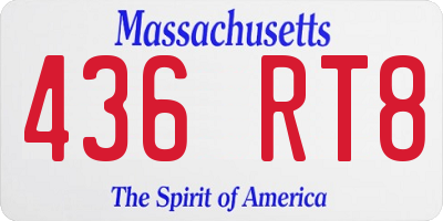MA license plate 436RT8