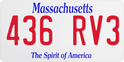MA license plate 436RV3