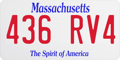 MA license plate 436RV4