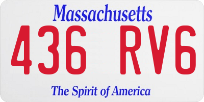 MA license plate 436RV6