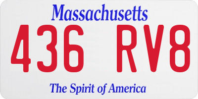 MA license plate 436RV8