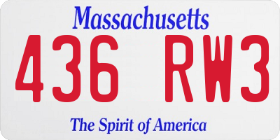 MA license plate 436RW3