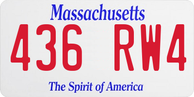 MA license plate 436RW4