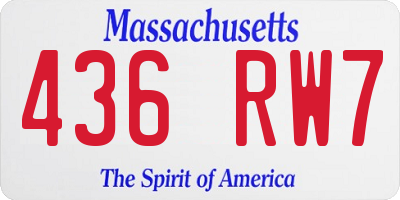 MA license plate 436RW7