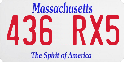 MA license plate 436RX5