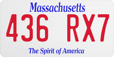 MA license plate 436RX7