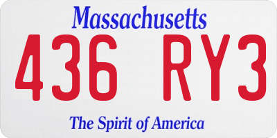 MA license plate 436RY3