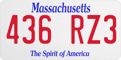 MA license plate 436RZ3