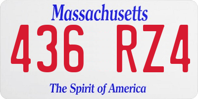 MA license plate 436RZ4