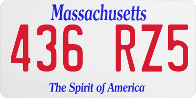 MA license plate 436RZ5
