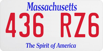 MA license plate 436RZ6