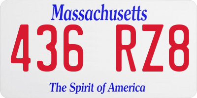 MA license plate 436RZ8