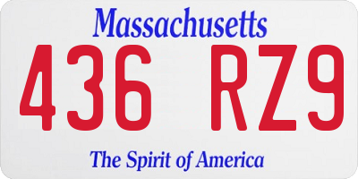 MA license plate 436RZ9
