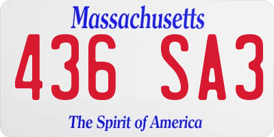 MA license plate 436SA3
