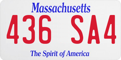 MA license plate 436SA4