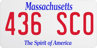 MA license plate 436SC0