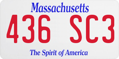 MA license plate 436SC3
