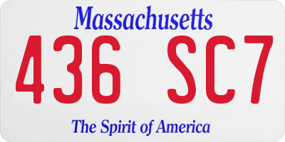 MA license plate 436SC7
