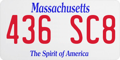 MA license plate 436SC8